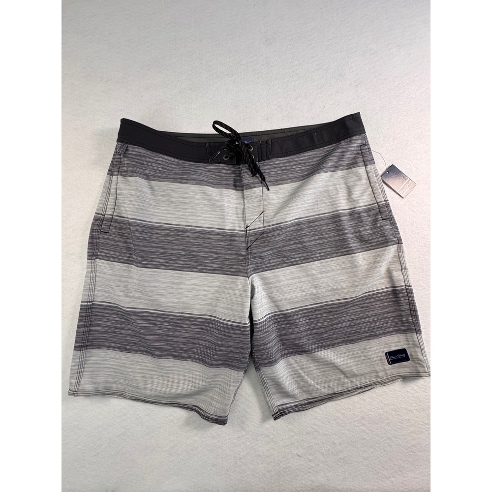 Jack O'Neill Back Bay Mens Striped Board Shorts Black Grey Size 38 6706402-BLK38